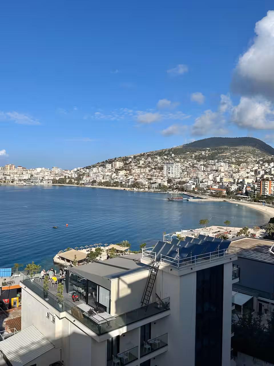 Sea view from a Saranda apartment balcony